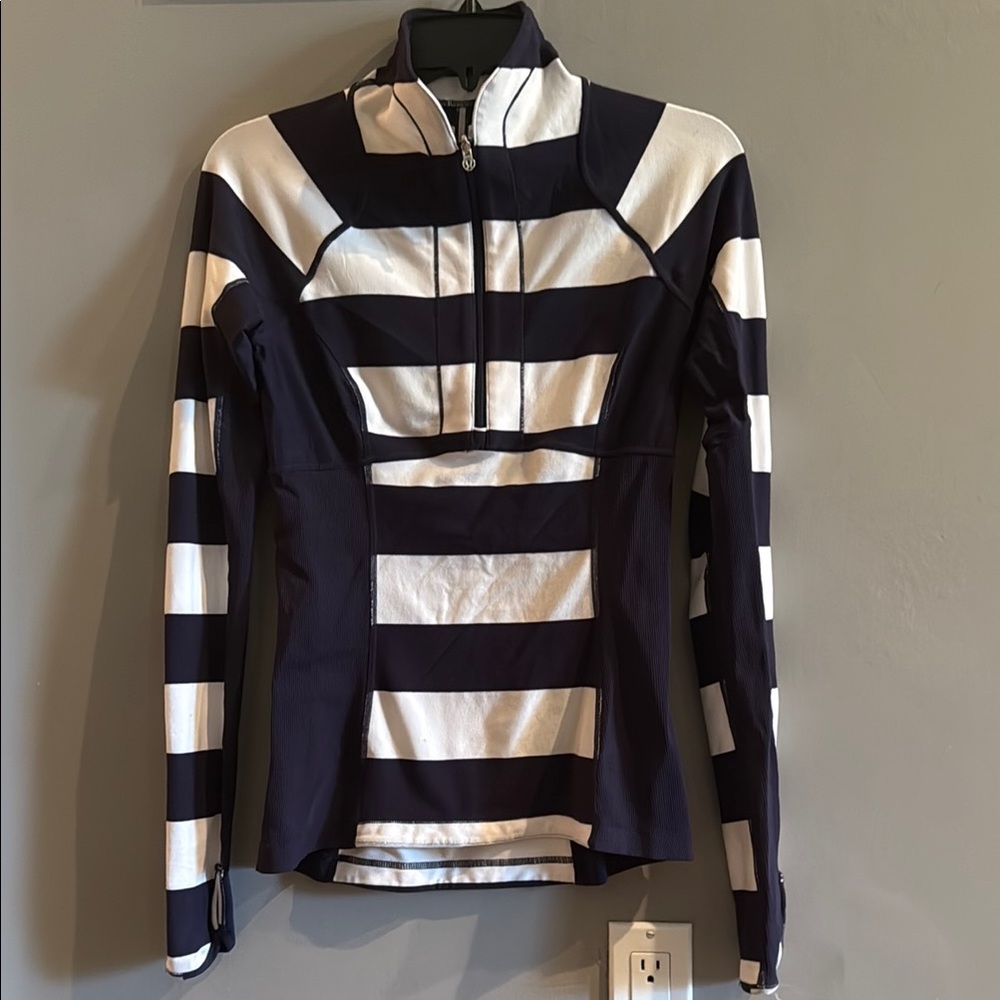 lululemon athletica Navy and White Striped Sweatshirt